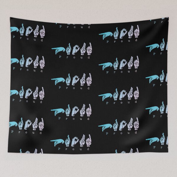 Item preview, Pink and Teal “Proud” in ASL Fingerspelling designed and sold by Jennaviveart.