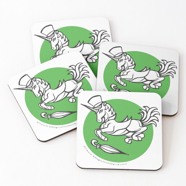 Aperçu de l'œuvre Jumping Dapper Unicorn - Série d'illustrations Inktober Unicorn créée et vendue par Melanie Test.
