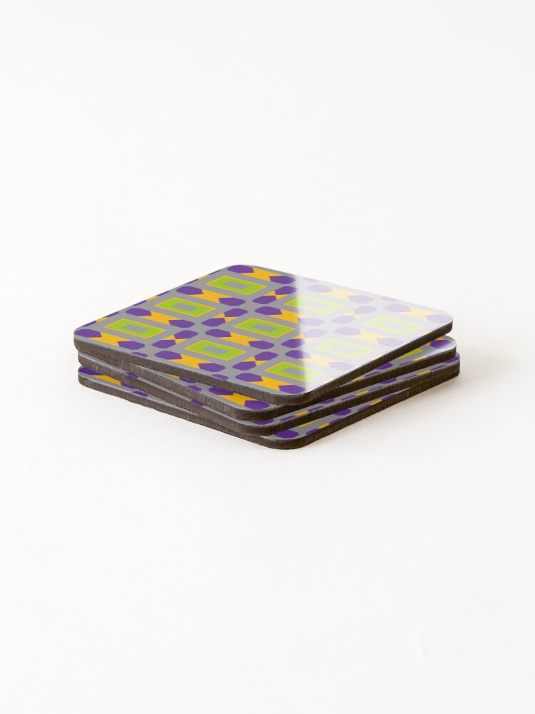 Thumbnail 4 of 5, Coasters (Set of 4), Abstract Multicolored Pattern with Rectangles designed and sold by Sendreka.