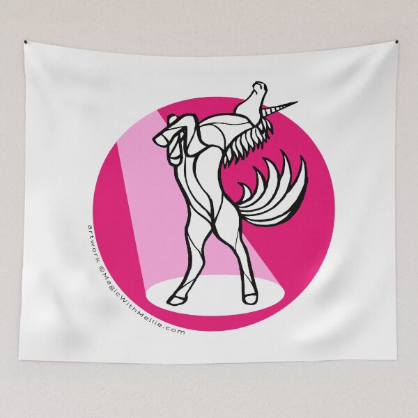 Item preview, Opera Pink Unicorn in the Spotlight — Inktober Unicorn illustration series designed and sold by Melanie Test.