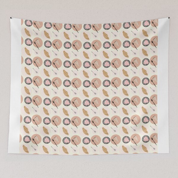 Item preview, Croissant and Macrons Pattern designed and sold by LimeAndCoconuts.
