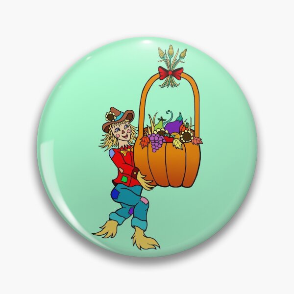 Item preview, Scarecrow with Pumpkin Harvest Basket  designed and sold by Deborah Camp.