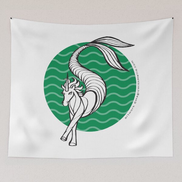 Item preview, Mermaid Unicorn — Inktober Unicorn illustration series designed and sold by Melanie Test.