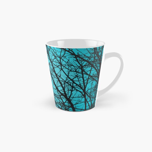 Silhouette de branche, bleu clair Mug long