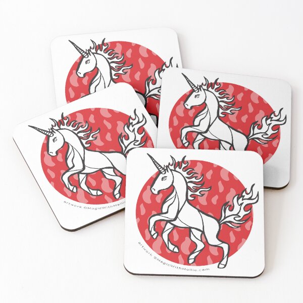Item preview, Fire Unicorn with Flames — Inktober Unicorn illustration series designed and sold by Melanie Test.