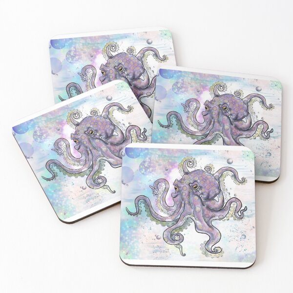 Item preview, Watercolor Style Blue Ring Octopus digital drawing designed and sold by lainabeatles.