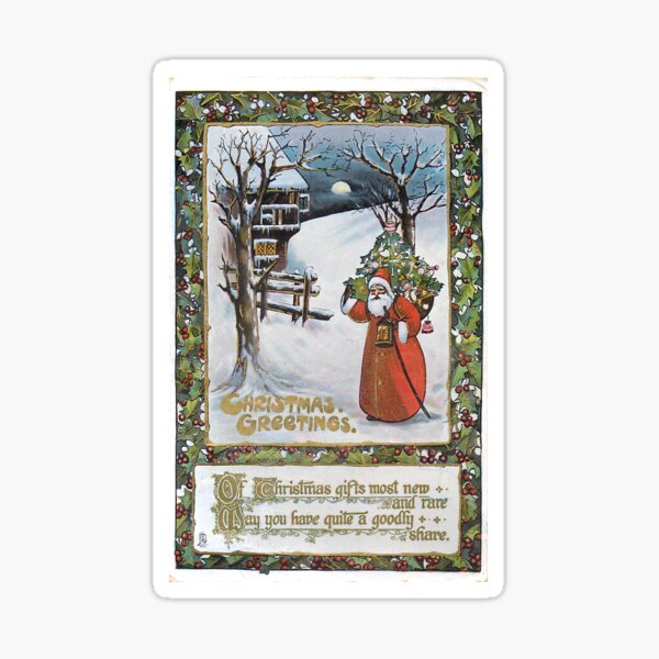 Vintage Santa Claus Postcard Sticker
