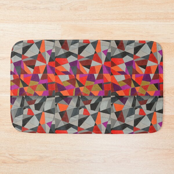 Item preview, Geometric, Crimson Red and Gray Scale, Stained Glass designed and sold by Midsummer1942.