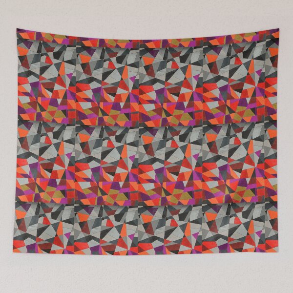 Item preview, Geometric, Crimson Red and Gray Scale, Stained Glass designed and sold by Midsummer1942.