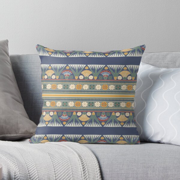 Classic ancient Egyptian Lotus frieze Throw Pillow