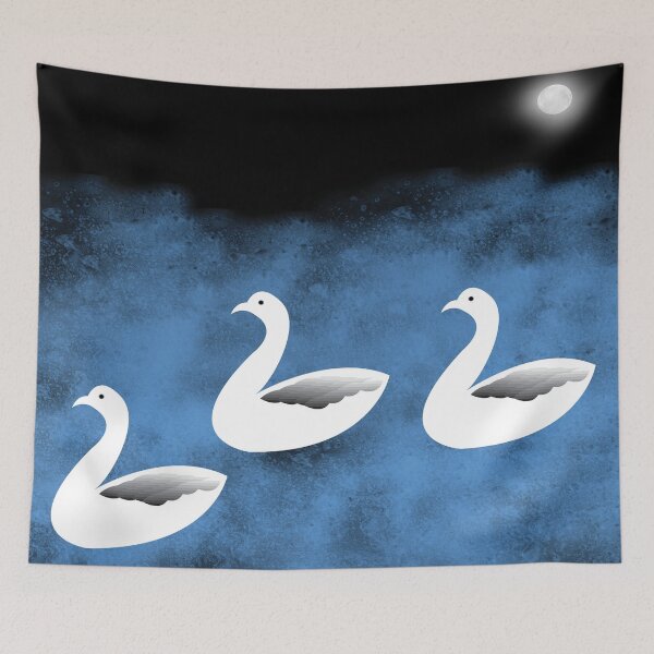Item preview, White Swans on Full Moon Night designed and sold by Nisha Prabhu.