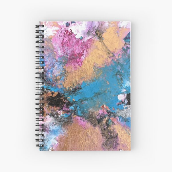 Copper, Pink, Blue, White Textured Fluid Acrylic Art Spiral Notebook