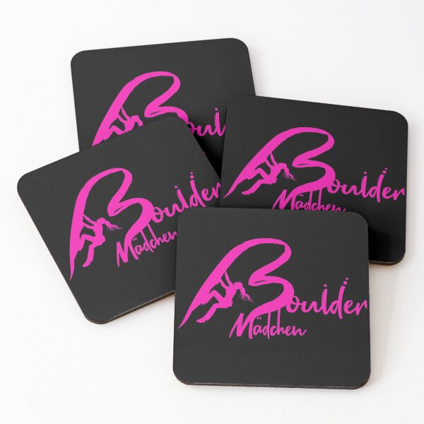 Item preview, Boulder girl bouldering logo in pink with bouldering gift designed and sold by MadandMean.