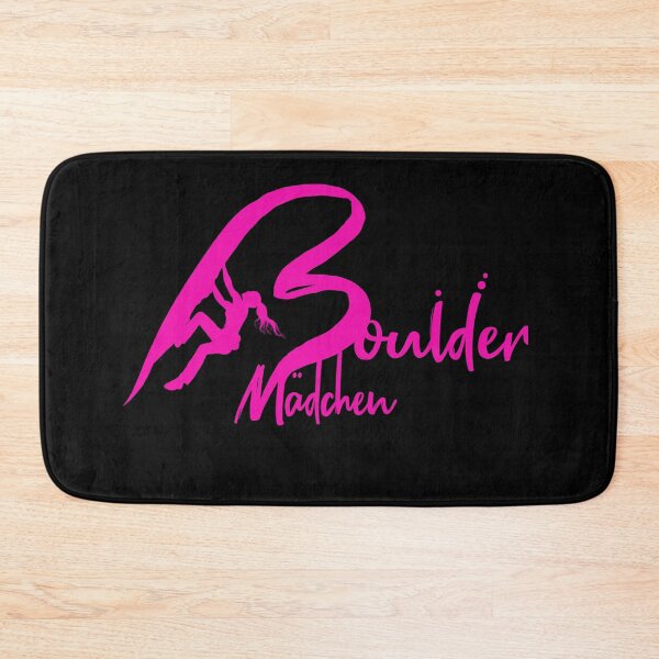 Item preview, Boulder girl bouldering logo in pink with bouldering gift designed and sold by MadandMean.