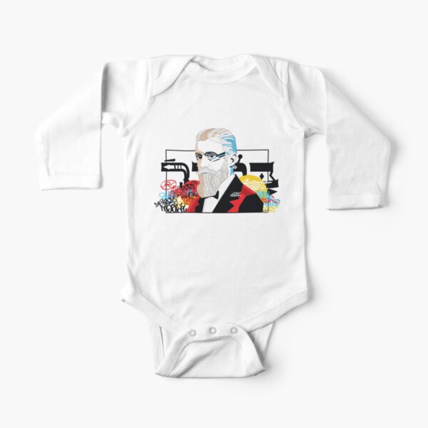Theodor Herzl portrait - Pop Art Israeli leader Long Sleeve Baby One-Piece