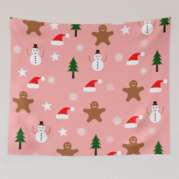 Item preview, pink background christmas pattern designed and sold by GetThatStuff.