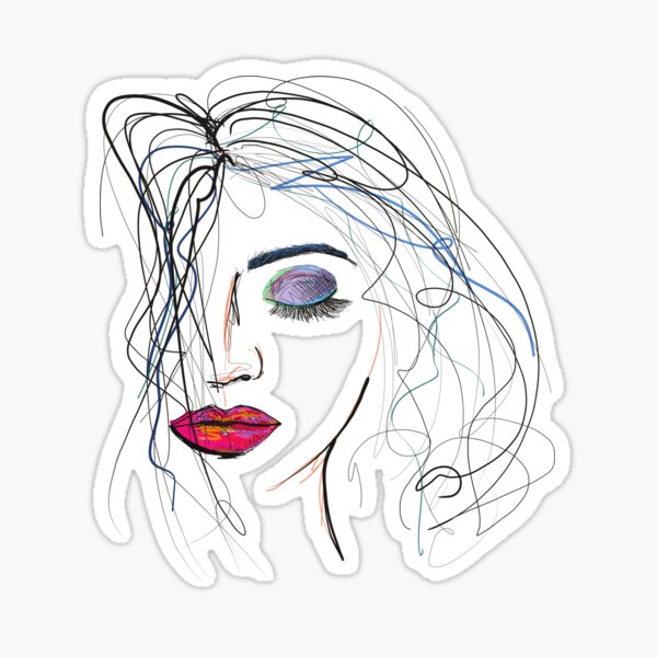 Item preview, Copy of Beautiful Sketch of a Woman with Messy Hair and Red Lipstick designed and sold by flying-flamingo.