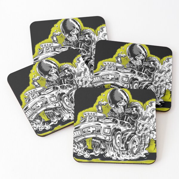 Item preview,  Balaclava wearing Hard Road Driving Hot rod crazy man  on yellow  designed and sold by SilentlyRob668.