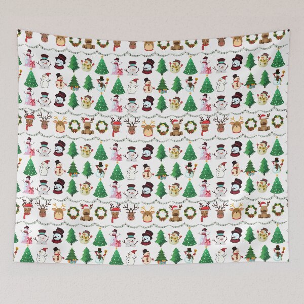 Item preview, Cute Christmas Snowman and trees on Snow Background designed and sold by Gifty-Designs.