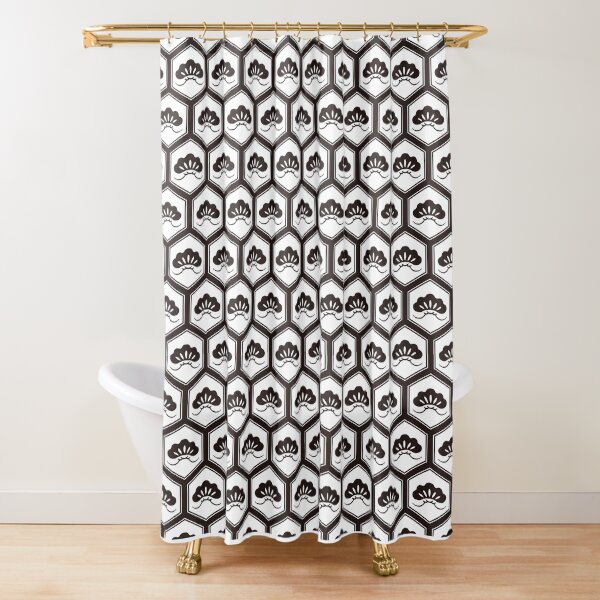 Japanese traditional pattern :: Kikkou ni Matsu (Pine tree in Tortoise shell) Shower Curtain