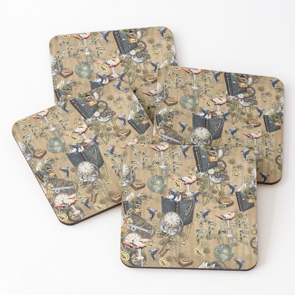 Item preview, Steampunk collection on leather repeat design designed and sold by NadineMay.