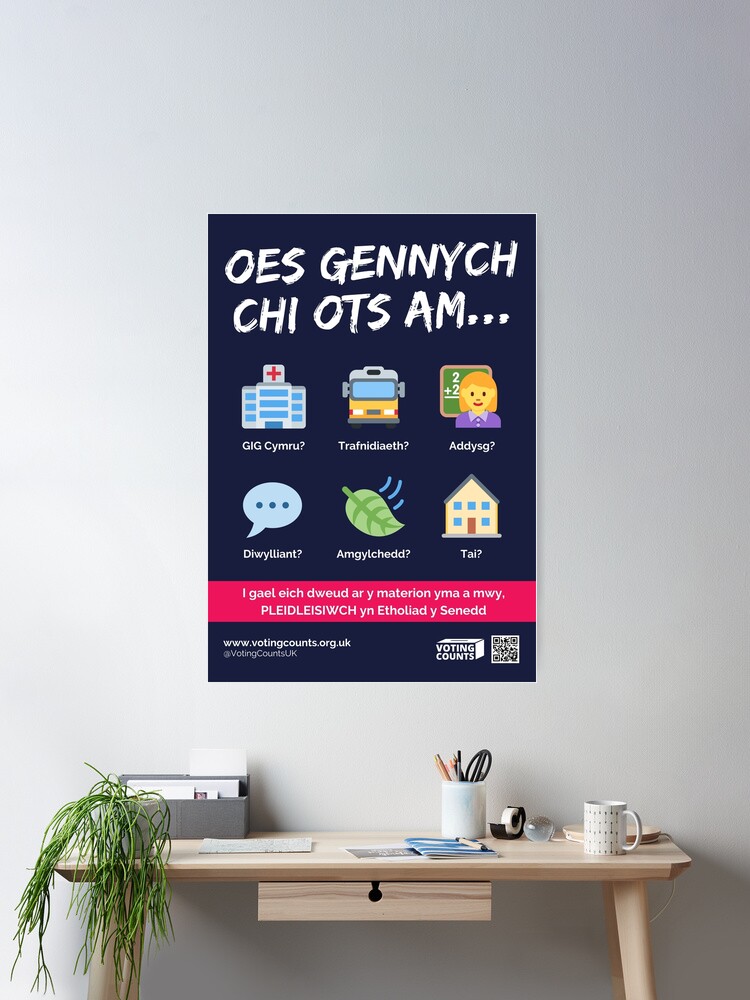 Thumbnail 2 of 3, Poster, Senedd/Welsh Parliament Election (Welsh Language) designed and sold by VotingCounts.
