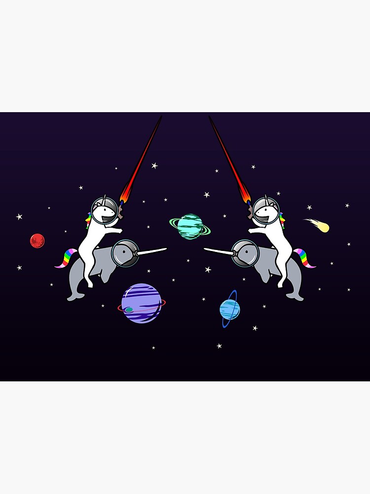 Unicorn Riding Narwhal In Space by jezkemp