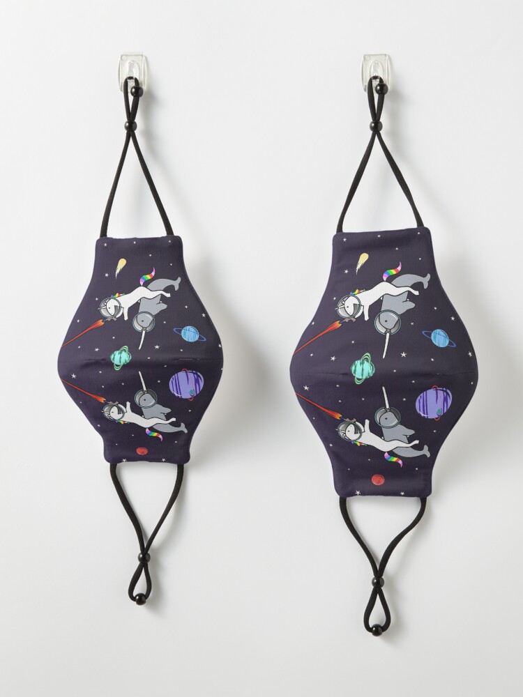 Alternate view of Unicorn Riding Narwhal In Space Mask