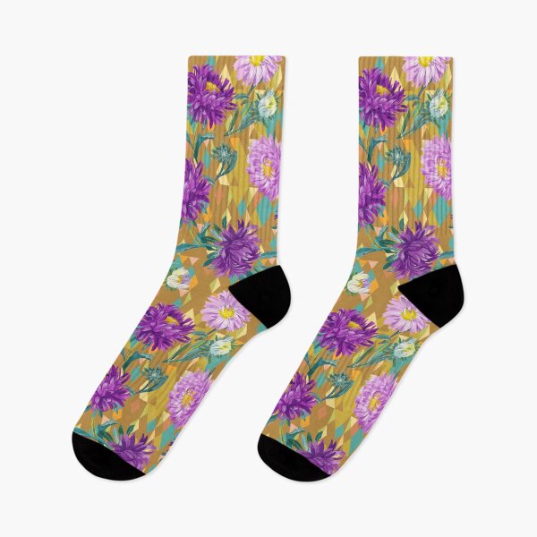 Item preview, Asters on gold Argyle background designed and sold by Irina Ivanova.