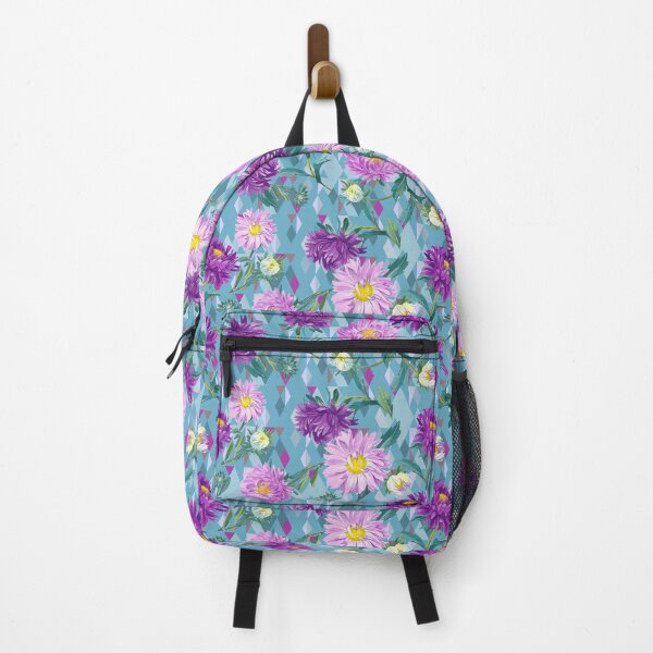 Item preview, Asters on green-blue Argyle background designed and sold by Irina Ivanova.