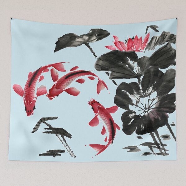 Item preview, Red koi fish and lotus flower designed and sold by MisoraA.