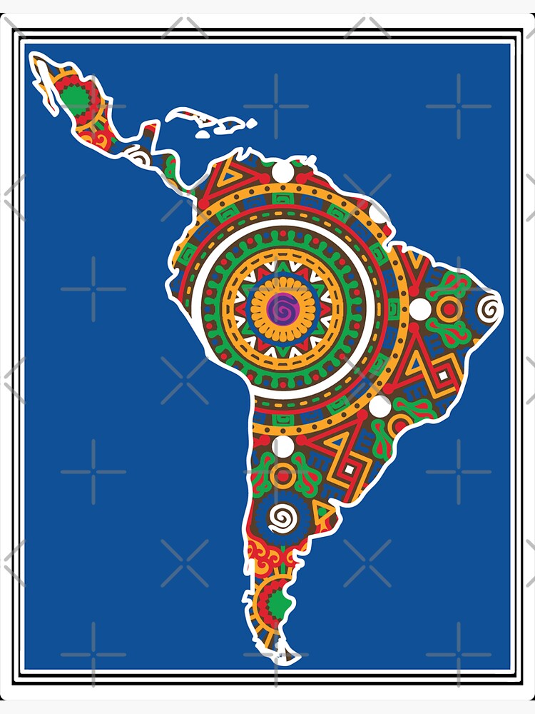 LATIN SOUTH AMERICA DECORATED MAP - full colour by intenzaesthetic