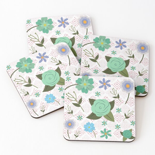 Item preview, Preppy 1980s Spring Girly Ditsy Teal Flowers designed and sold by IamTrending.