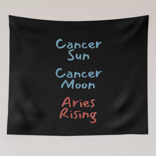 Item preview, Cancer Sun Cancer Moon Aries Rising Text designed and sold by leomooncreates.