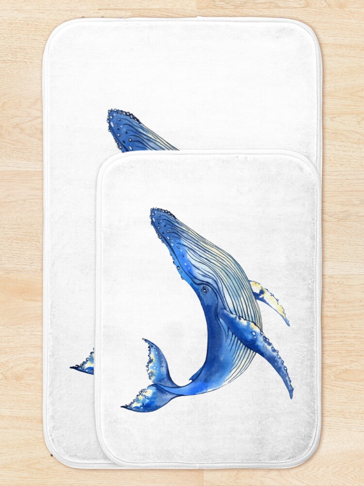Alternate view of Watercolor whale Bath Mat