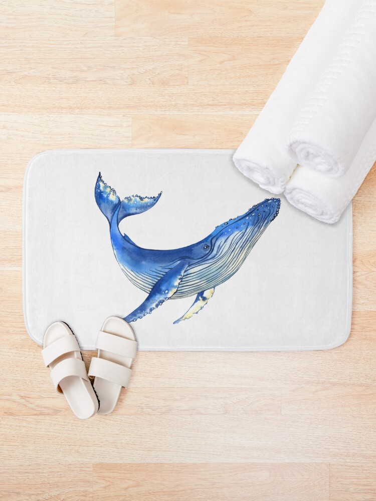 Alternate view of Watercolor whale Bath Mat