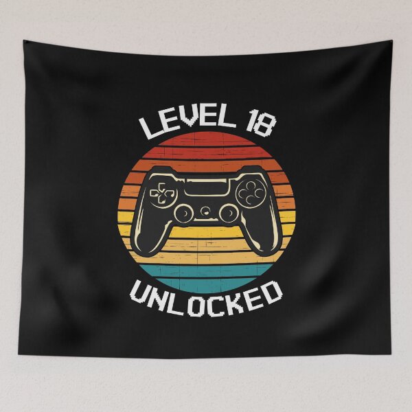 Item preview, Level 18 Unlocked Vintage Birthday Video Game designed and sold by TheStudioBee.