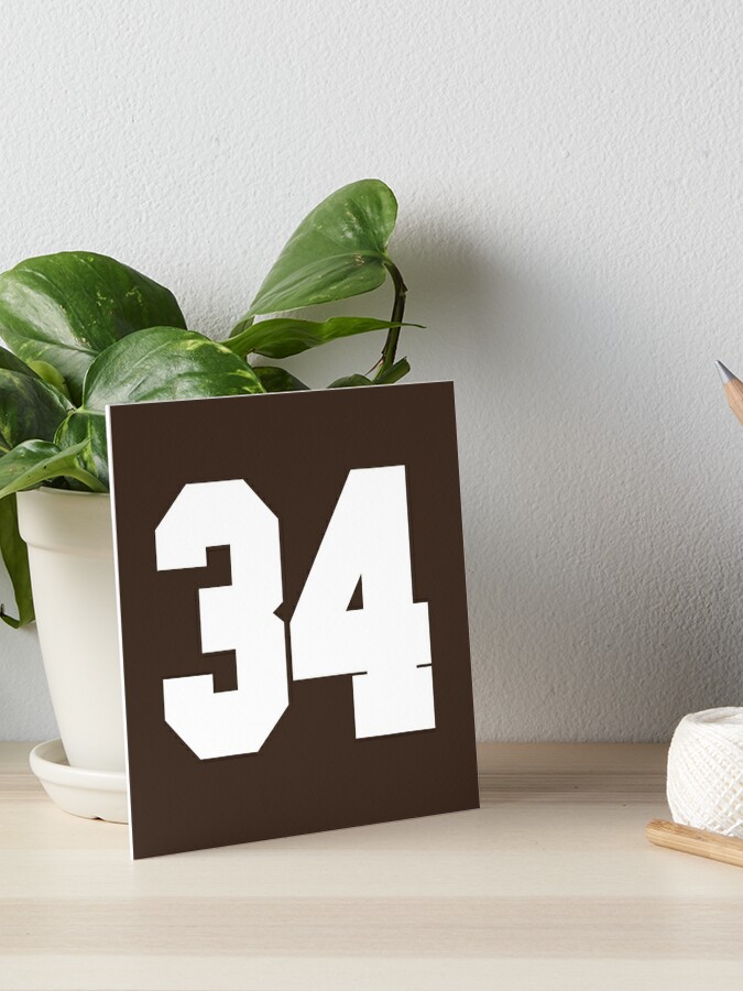 34 Number Cleveland Sports Thirty-Four Brown Jersey Art Board