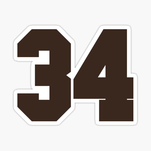 34 Number Cleveland Sports Thirty-Four Brown Jersey