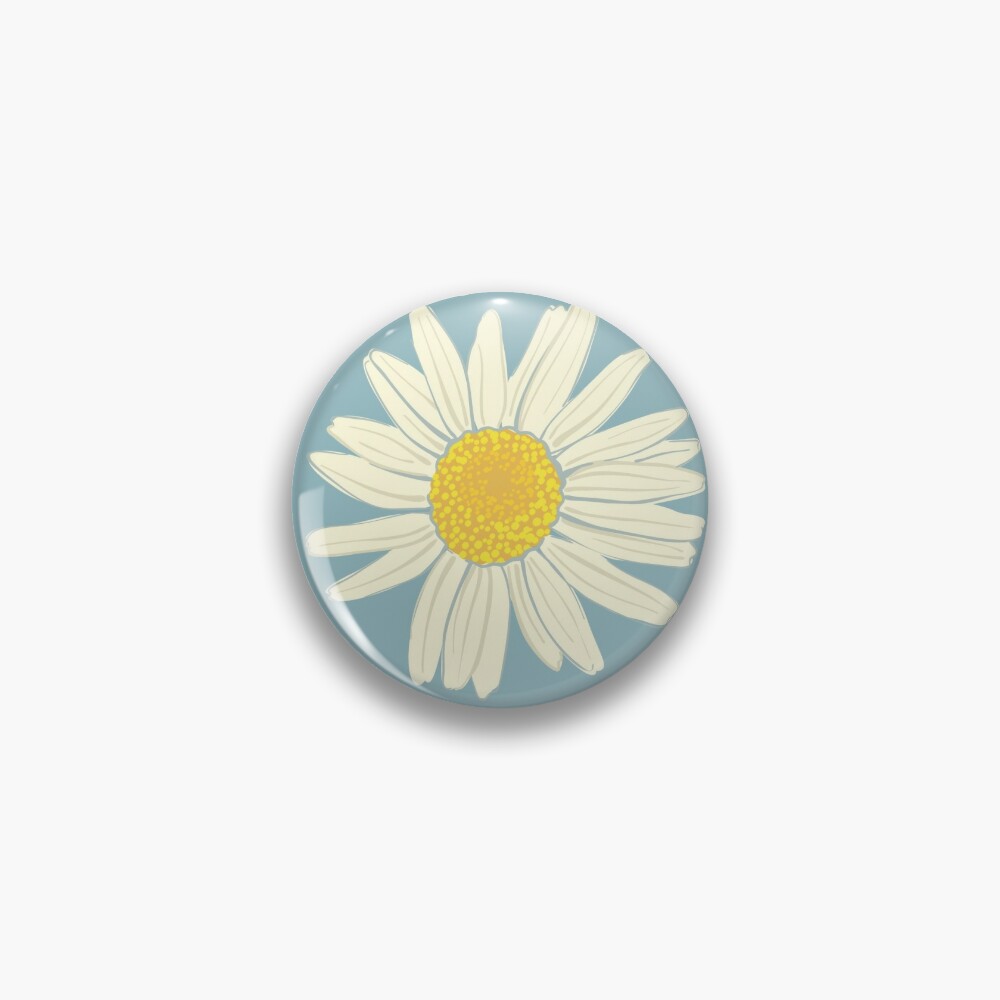 Niedliches Motiv Kamilleblüten Gänseblümchen Blau Weiss Gelb - florales Muster Button