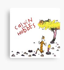 Playing with best friend Calvin and Hobbes Metal Print