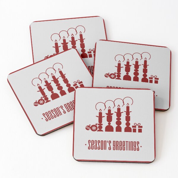 Item preview, Modern Christmas Greetings in red and grey, showing the four advent candles, gift and Christmas decoration designed and sold by marina63.