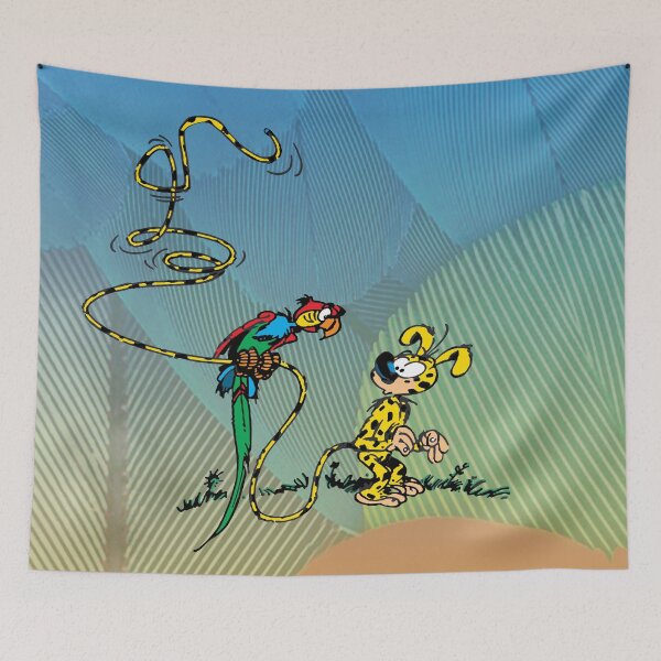 Item preview, Marsupilami and parrot / Orange and blue feather design designed and sold by Hubashop.