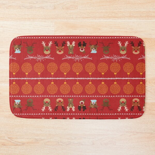 Item preview, Cute Christmas Santa Reindeer & Decorations on Red Christmas Background designed and sold by Gifty-Designs.