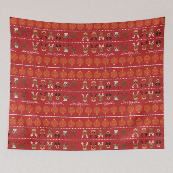 Item preview, Cute Christmas Santa Reindeer & Decorations on Red Christmas Background designed and sold by Gifty-Designs.