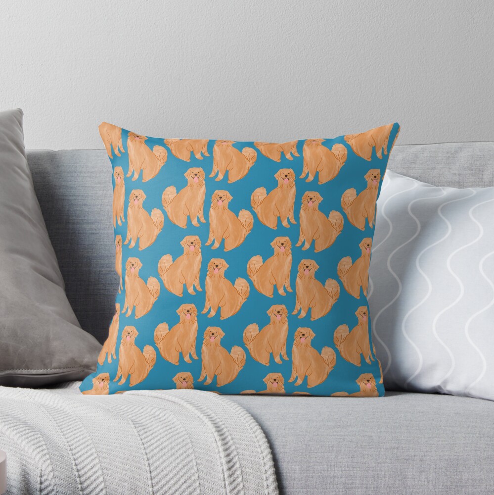 Happy Golden Retriever Throw Pillow