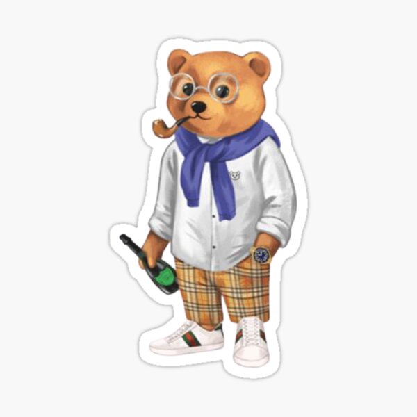 Teddy Bear Champagne Party Sticker