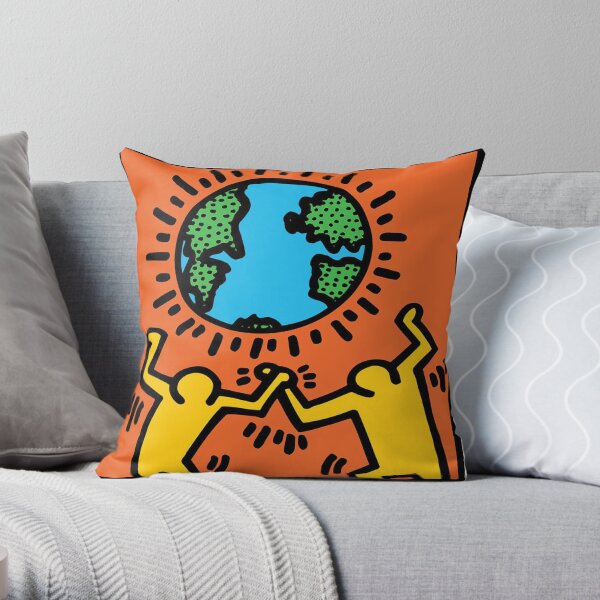 Keith Haring World Throw Pillow
