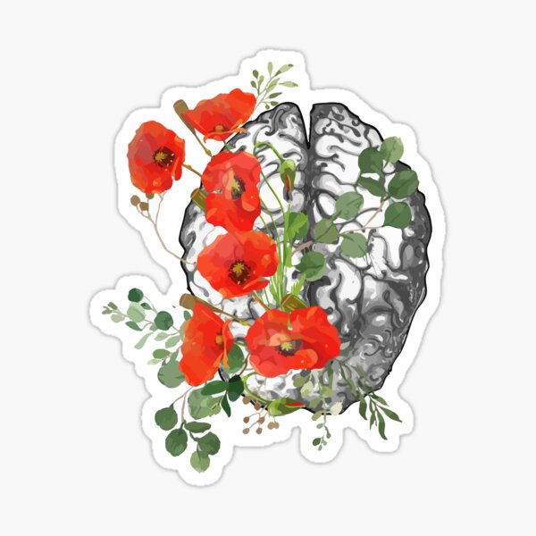 Item preview, Sunflowers poppies floral Mental health brain psychology designed and sold by Collagedream.