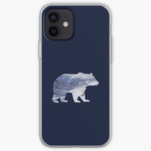 Bear with mountain landscape summits iPhone Soft Case